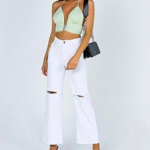 Womens White Princess Polly High Rise Jeans Wide Leg Size 25